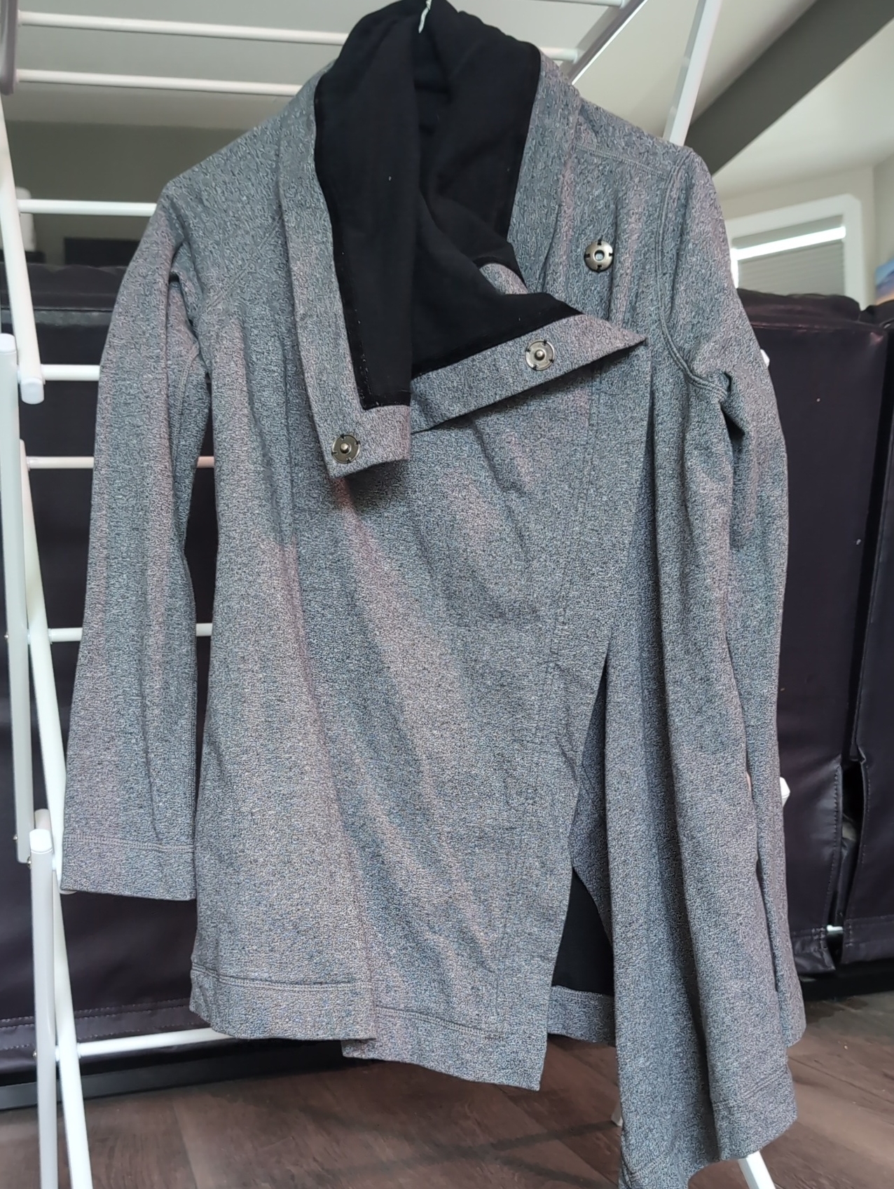 Women's Lululemon Gray Asymmetrical Multi-Way Coat With Black Lining